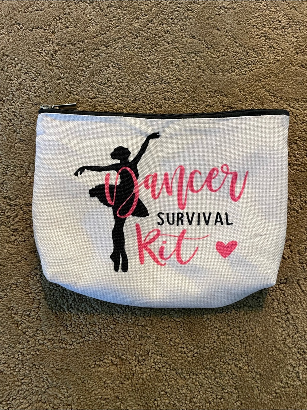Dancer Survival Kit Cosmetic Pouch, White & Black